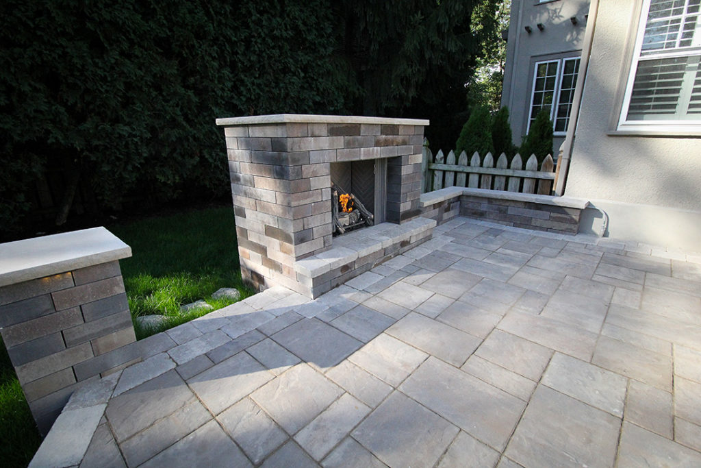 patio with gas fireplace