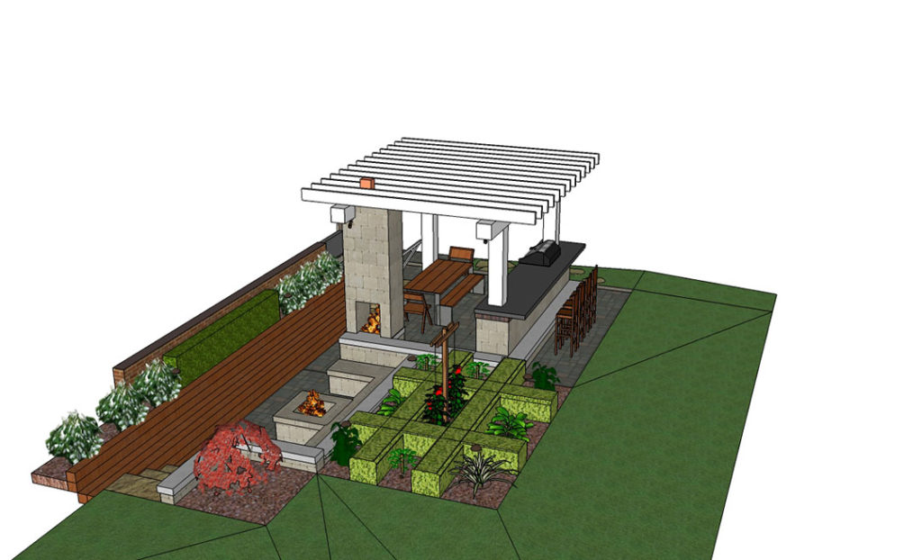 landscape design with pergola