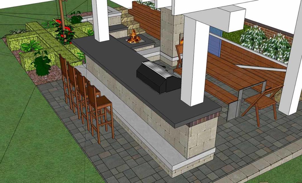 3d landscape design outdoor kitchen