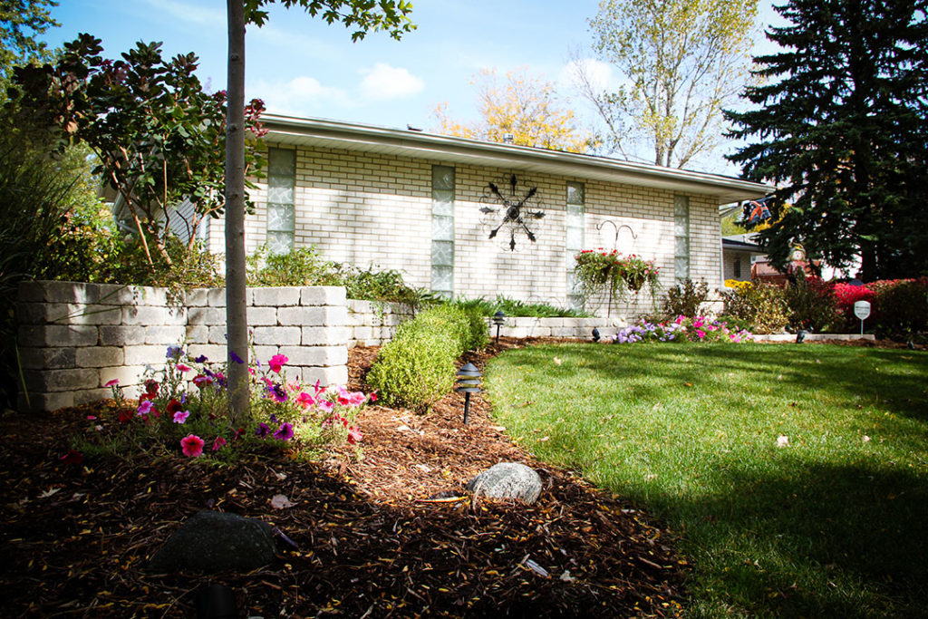 front landscape with garden wall