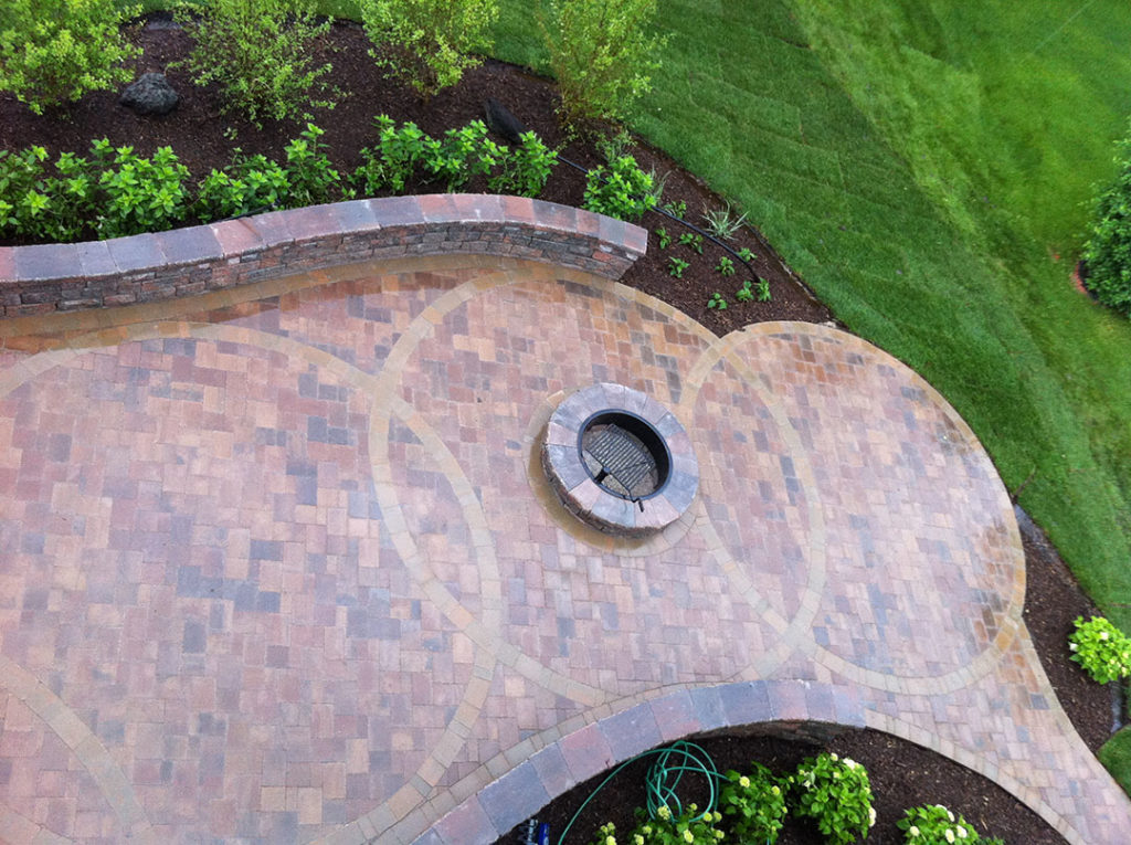 brick patio with concentric circles