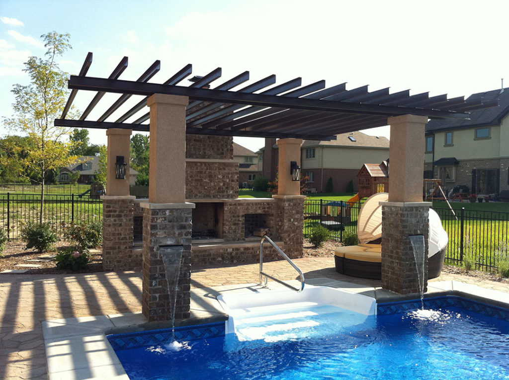 Pergola with fireplace