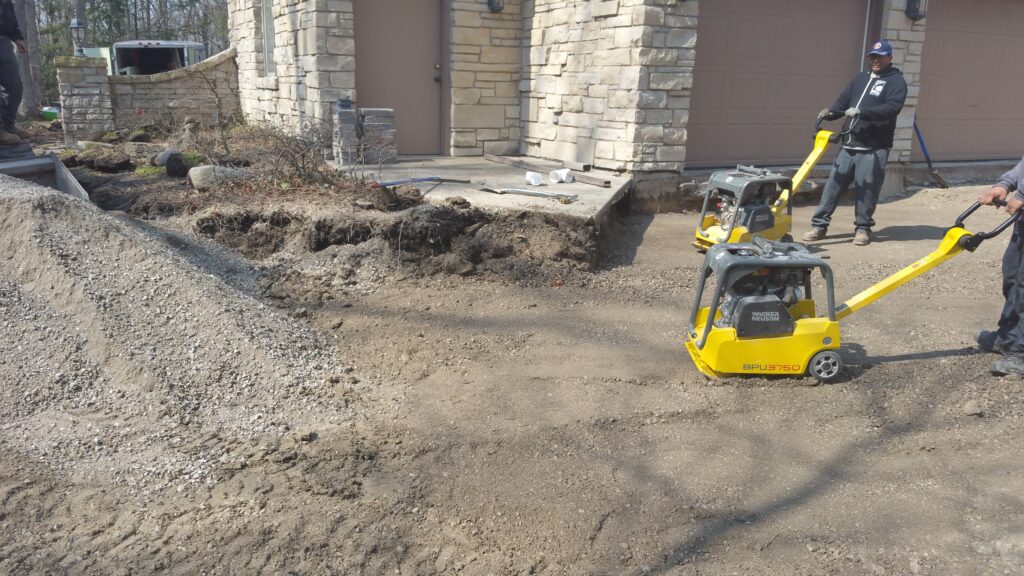 Brick paver driveway installation