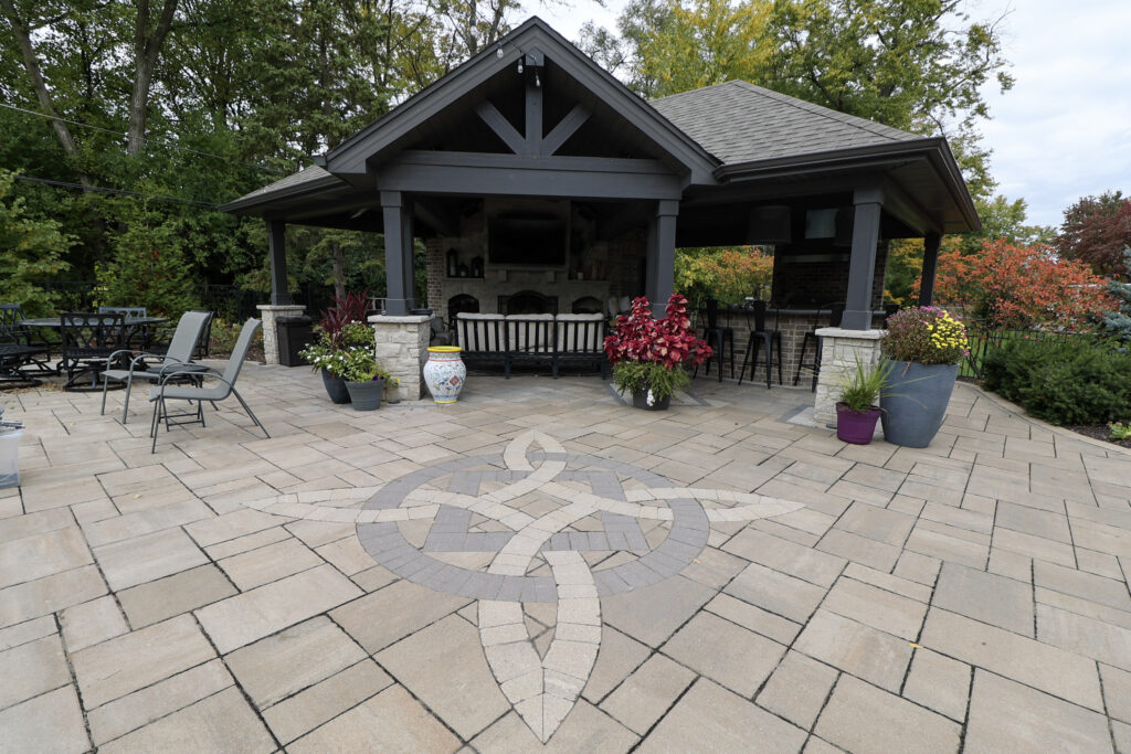 Custom brick paver patio with custom design