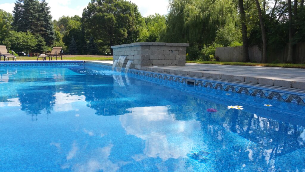 Custom pool with water feature